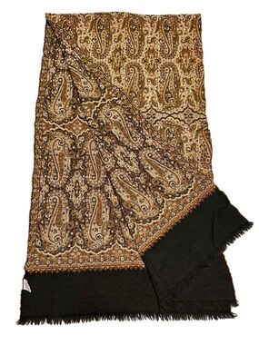 ECHO Paisley Wool Blend Scarf Boho Vintage Luxe Fringe Classic